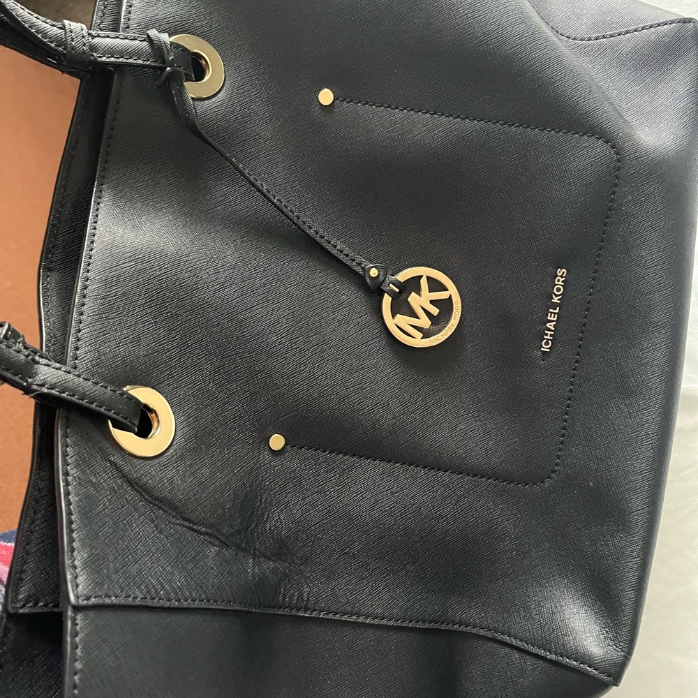Michael Kors Black Leather Tote Bag